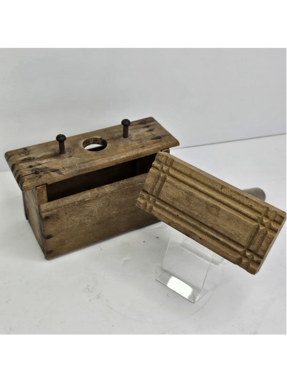 Vintage Wooden Butter Press Mold Primitive Farmhouse Kitchen Decor Folk Art